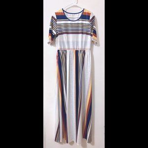 Striped polyblend maxi dress